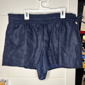 J. crew 100% linen navy blue shirt with tie detail. Size M